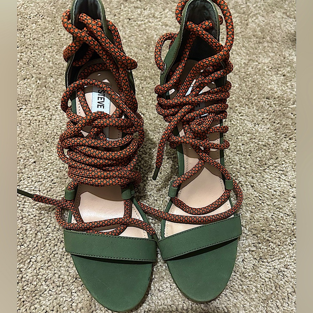 Steve Madden Olive and Rust Lace-Up Heels